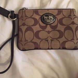 Coach Brown and Tan Wristlet